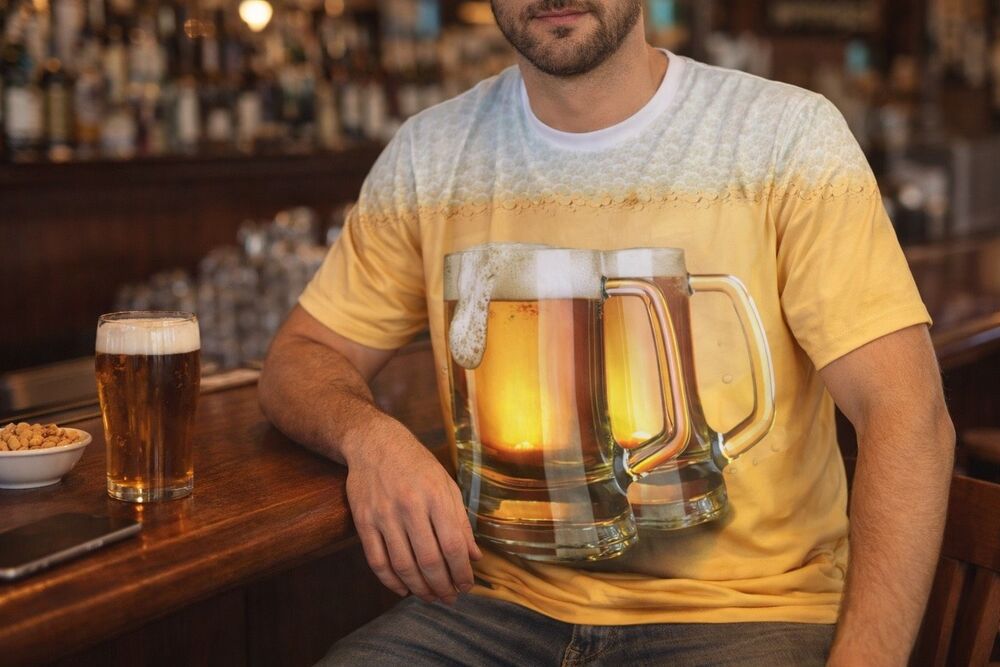 Get A Life Beer Mugs 100% Polyester Shirt Men's 2xL Photo Real Graphic